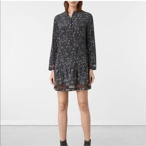 ALL SAINTS LIN BLUME SILK DRESS IN GREY